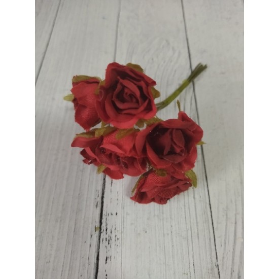 Цветы из ткани 2,5 см в пучках (6 шт) цв. бордовый, цена за пучок